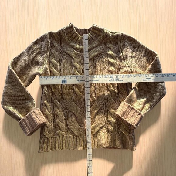 Rachel Roy Metallic Gold Cable Knit Sweater Small Shiny Pullover Mock Neck - Picture 9 of 9